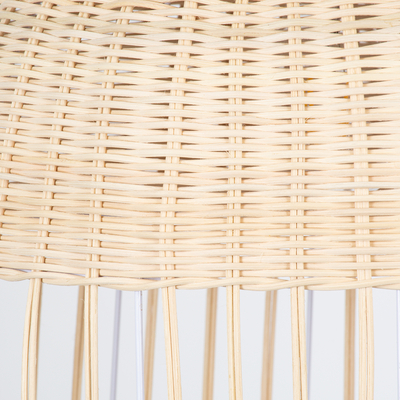 GloboStar® LUCIA 01725 Boho Κρεμαστό Φωτιστικό Πλέγμα Μονόφωτο 1 x E27 IP20 Μπεζ Ξύλο - Μ40 x Π40 x Y34cm