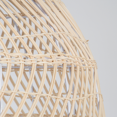 GloboStar® COMORES 01728 Boho Κρεμαστό Φωτιστικό Πλέγμα Μονόφωτο 1 x E27 IP20 Μπεζ Ξύλο - Μ60 x Π60 x Y29cm