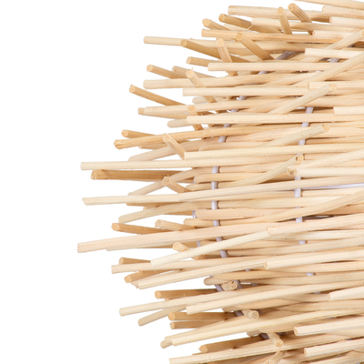 GloboStar® MINORCA 01731 Boho Κρεμαστό Φωτιστικό Ανάρτηση Μονόφωτο 1 x E27 IP20 Μπεζ Ξύλο - Μ60 x Π60 x Y35cm