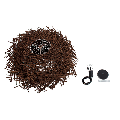 GloboStar® MINORCA 01734 Boho Κρεμαστό Φωτιστικό Ανάρτηση Μονόφωτο 1 x E27 IP20 Καφέ Ξύλο - Μ60 x Π60 x Y35cm