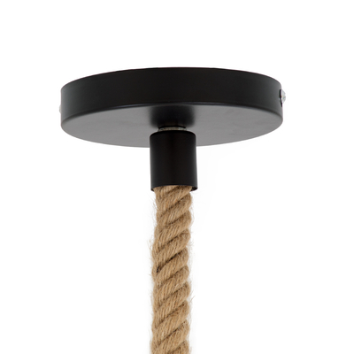 GloboStar® APES 01801 Μοντέρνο Κρεμαστό Φωτιστικό Φιγούρα Μονόφωτο 1 x E27 IP20 Μαύρο Πλαστικό με Μπεζ Σχοινί - Μ26 x Π28 x Υ69cm