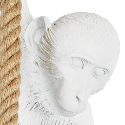 GloboStar® APES 01802 Μοντέρνο Κρεμαστό Φωτιστικό Φιγούρα Μονόφωτο 1 x E27 IP20 Λευκό Πλαστικό με Μπεζ Σχοινί - Μ26 x Π28 x Υ69cm