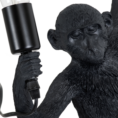 GloboStar® APES 01804 Μοντέρνο Επιτοίχιο Φωτιστικό Απλίκα Μονόφωτο 1 x E27 IP20 Μαύρο Πλαστικό - Μ34 x Π31 x Υ61cm