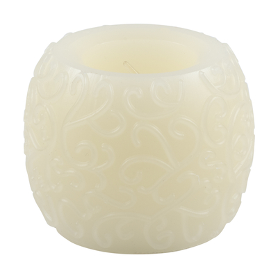 GloboStar® CANDLE 79537 Διακοσμητικό Realistic Κερί με LED Εφέ Κινούμενης Φλόγας - Μπαταρίας 3 x LR1130 Θερμό Λευκό 2700K Μπεζ D6 x H5cm