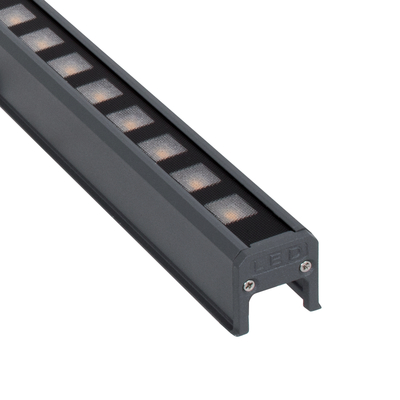 GloboStar® DIGI-BAR 90211 Ψηφιακή Μπάρα Φωτισμού Wall Washer Digital Pixel Facade Tuber Bar LED 12W 840lm 45° DC 24V Αδιάβροχο IP65 L100 x W3.5 x H3.2cm Θερμό Λευκό 2700K DMX512 - Γκρι Ανθρακί με Pixel Lens Φακούς - 3 Years Warranty