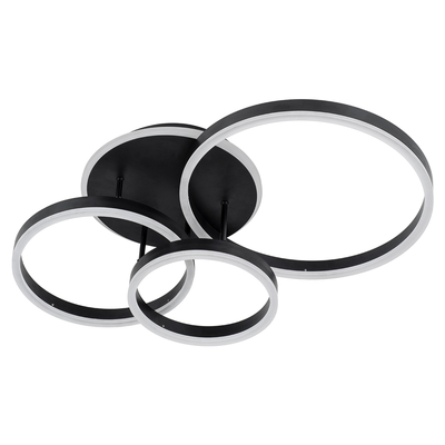 GloboStar® VENOM 61123 Φωτιστικό Οροφής Δαχτυλίδι-Κύκλος LED CCT 100W 12100lm 360° AC 220-240V - Εναλλαγή Φωτισμού μέσω Τηλεχειριστηρίου All In One Ψυχρό 6000k+Φυσικό 4500k+Θερμό 2700k Dimmable Φ25+30+40cm+BackLight - Μαύρο - 3 Years Warranty