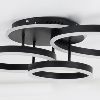 GloboStar® VENOM 61123 Φωτιστικό Οροφής Δαχτυλίδι-Κύκλος LED CCT 100W 12100lm 360° AC 220-240V - Εναλλαγή Φωτισμού μέσω Τηλεχειριστηρίου All In One Ψυχρό 6000k+Φυσικό 4500k+Θερμό 2700k Dimmable Φ25+30+40cm+BackLight - Μαύρο - 3 Years Warranty