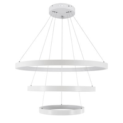 GloboStar® NEMESIS TRIO 61171-DECO Κρεμαστό Φωτιστικό Δαχτυλίδι-Κύκλος LED CCT 120W 14723lm 360° AC 220-240V - Εναλλαγή Φωτισμού μέσω Τηλεχειριστηρίου All In One Ψυχρό 6000k+Φυσικό 4500k+Θερμό 2700k Dimmable Φ40+60+80cm - Λευκό - 3 Years Warranty