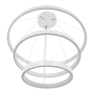 GloboStar® NEMESIS TRIO 61171-DECO Κρεμαστό Φωτιστικό Δαχτυλίδι-Κύκλος LED CCT 120W 14723lm 360° AC 220-240V - Εναλλαγή Φωτισμού μέσω Τηλεχειριστηρίου All In One Ψυχρό 6000k+Φυσικό 4500k+Θερμό 2700k Dimmable Φ40+60+80cm - Λευκό - 3 Years Warranty