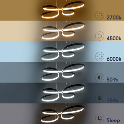 GloboStar® BUTTERFLY 61391 Κρεμαστό Φωτιστικό Οροφής Design LED CCT 75W 8400lm 300° AC 220-240V - Εναλλαγή Φωτισμού μέσω Τηλεχειριστηρίου All In One Ψυχρό 6000k+Φυσικό 4500k+Θερμό 2700k Dimmable Μ71 x Π52 x Υ4cm - Μαύρο - 3 Years Warranty