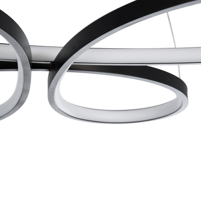 GloboStar® BUTTERFLY 61391 Κρεμαστό Φωτιστικό Οροφής Design LED CCT 75W 8400lm 300° AC 220-240V - Εναλλαγή Φωτισμού μέσω Τηλεχειριστηρίου All In One Ψυχρό 6000k+Φυσικό 4500k+Θερμό 2700k Dimmable Μ71 x Π52 x Υ4cm - Μαύρο - 3 Years Warranty