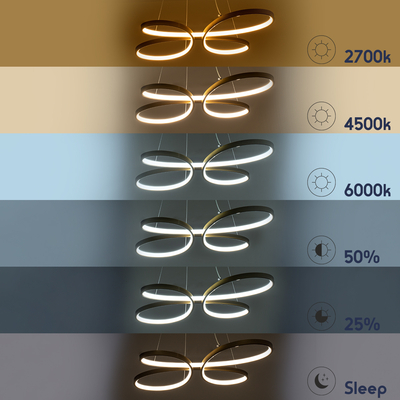 GloboStar® BUTTERFLY 61393 Κρεμαστό Φωτιστικό Οροφής Design LED CCT 75W 8400lm 300° AC 220-240V - Εναλλαγή Φωτισμού μέσω Τηλεχειριστηρίου All In One Ψυχρό 6000k+Φυσικό 4500k+Θερμό 2700k Dimmable Μ71 x Π52 x Υ4cm - Χρυσό Βούρτσας - 3 Years Warranty