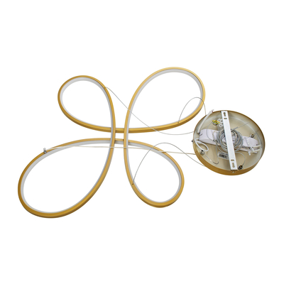 GloboStar® BUTTERFLY 61393 Κρεμαστό Φωτιστικό Οροφής Design LED CCT 75W 8400lm 300° AC 220-240V - Εναλλαγή Φωτισμού μέσω Τηλεχειριστηρίου All In One Ψυχρό 6000k+Φυσικό 4500k+Θερμό 2700k Dimmable Μ71 x Π52 x Υ4cm - Χρυσό Βούρτσας - 3 Years Warranty