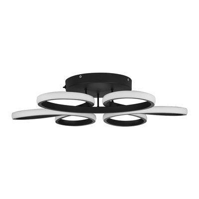 GloboStar® MARGARET 61400 Φωτιστικό Οροφής Design LED CCT 54W 6210lm 360° AC 220-240V - Εναλλαγή Φωτισμού μέσω Τηλεχειριστηρίου All In One Ψυχρό 6000k+Φυσικό 4500k+Θερμό 2700k Dimmable Φ57 x Υ12cm - Μαύρο - 3 Years Warranty