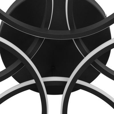 GloboStar® MARGARET 61400 Φωτιστικό Οροφής Design LED CCT 54W 6210lm 360° AC 220-240V - Εναλλαγή Φωτισμού μέσω Τηλεχειριστηρίου All In One Ψυχρό 6000k+Φυσικό 4500k+Θερμό 2700k Dimmable Φ57 x Υ12cm - Μαύρο - 3 Years Warranty