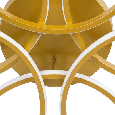 GloboStar® MARGARET 61403 Φωτιστικό Οροφής Design LED CCT 54W 6210lm 360° AC 220-240V - Εναλλαγή Φωτισμού μέσω Τηλεχειριστηρίου All In One Ψυχρό 6000k+Φυσικό 4500k+Θερμό 2700k Dimmable Φ57 x Υ12cm - Χρυσό Βούρτσας - 3 Years Warranty