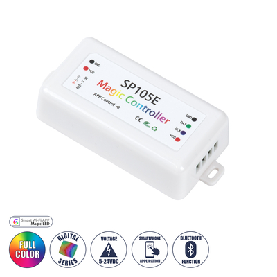 GloboStar® 70039 SP105E Ασύρματος WiFi LED FULL COLOR Magic Digital Pixel Controller iOS/Android Bluetooth για LED Digital Πολύχρωμα και Μονόχρωμα Προϊόντα DC 5-24V 1 x 2048 IC Max