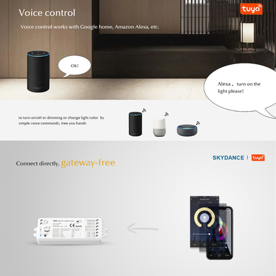 GloboStar® 73010 WT5 SKYDANCE DC WiFi & RF 2.4Ghz Dimmer High Speed Controller 5 Καναλιών DC 12-24V 5 x 3A 72W - Max 15A 360W - IP20 Μ10 x Π4 x Υ2cm - 5 Years Warranty