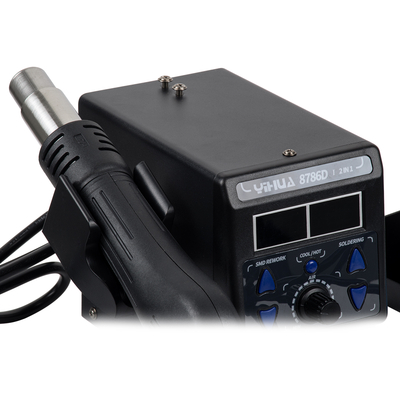 GloboStar® 79972 Ψηφιακός Σταθμός Συγκόλλησης 2in1 με Ψηφιακή Οθόνη - Κολλητήρι - Πιστόλι Θερμού Αέρα Hot Air Soldering Welding Gun και PID Προγραμματιζόμενο Σύστημα Ελέγχου Θερμοκρασίας - 1200W