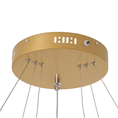 GloboStar® DIAMOND TRIO 61137-DECO Κρεμαστό Φωτιστικό Δαχτυλίδι-Κύκλος LED CCT 100W 12123lm 360° AC 220-240V - Εναλλαγή Φωτισμού μέσω Τηλεχειριστηρίου All In One Ψυχρό 6000k+Φυσικό 4500k+Θερμό 2700k Dimmable Φ25+40+60cm - Χρυσό Βούρτσας - 3 Years Warranty