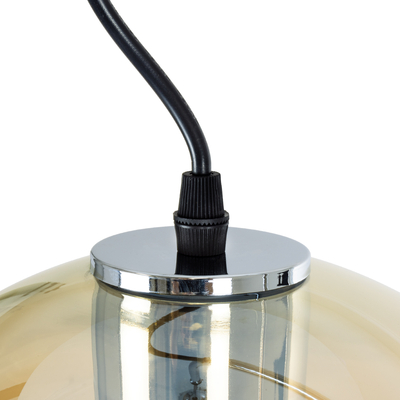 GloboStar® GLASSO 60927 Μοντέρνο Κρεμαστό Φωτιστικό Μπάλα Μονόφωτο 1 x E27 IP20 Μελί Γυαλί με Ασημί Μέταλλο - Μ27 x Π27 x Υ52cm