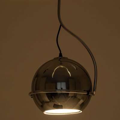 GloboStar® GLASSO 60928 Μοντέρνο Κρεμαστό Φωτιστικό Μπάλα Μονόφωτο 1 x E27 IP20 Ασημί Γυαλί με Ασημί Μέταλλο - Μ27 x Π27 x Υ52cm