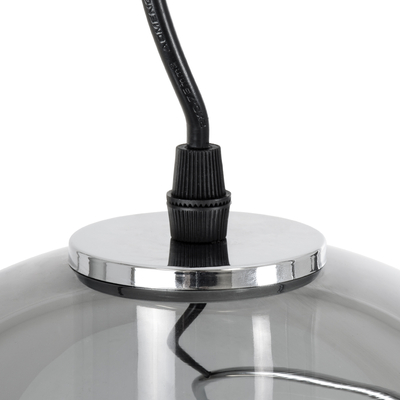 GloboStar® GLASSO 60928 Μοντέρνο Κρεμαστό Φωτιστικό Μπάλα Μονόφωτο 1 x E27 IP20 Ασημί Γυαλί με Ασημί Μέταλλο - Μ27 x Π27 x Υ52cm