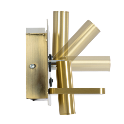 GloboStar® PALADIN 61357 Μοντέρνο Φωτιστικό Τοίχου - Απλίκα Ξενοδοχείου Bed Side LED 6W 720lm 36° AC 220-240V - Reading Light & Κρυφός Φωτισμός - Φορτιστές USB 3A & Wireless 20W - Μ30 x Π11 x Υ12cm - Φυσικό Λευκό 4500K - Χρυσό Βούρτσας - Αριστερό