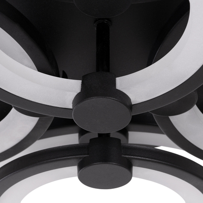 GloboStar® ROYAL-R 61323 Φωτιστικό Οροφής Design LED CCT 135W 16200lm 360° AC 220-240V - Εναλλαγή Φωτισμού μέσω Τηλεχειριστηρίου All In One Ψυχρό 6000k+Φυσικό 4500k+Θερμό 2700k Dimmable Μ80.5 x Π59 x Υ12cm - Μαύρο - 3 Years Warranty