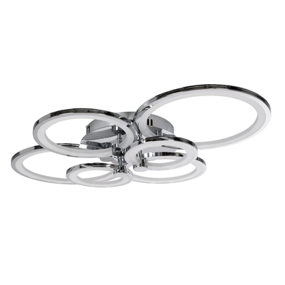 GloboStar® ROYAL-R 61324 Φωτιστικό Οροφής Design LED CCT 135W 16200lm 360° AC 220-240V - Εναλλαγή Φωτισμού μέσω Τηλεχειριστηρίου All In One Ψυχρό 6000k+Φυσικό 4500k+Θερμό 2700k Dimmable Μ80.5 x Π59 x Υ12cm - Νίκελ Χρώμιο - 3 Years Warranty