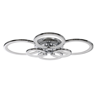 GloboStar® ROYAL-R 61324 Φωτιστικό Οροφής Design LED CCT 135W 16200lm 360° AC 220-240V - Εναλλαγή Φωτισμού μέσω Τηλεχειριστηρίου All In One Ψυχρό 6000k+Φυσικό 4500k+Θερμό 2700k Dimmable Μ80.5 x Π59 x Υ12cm - Νίκελ Χρώμιο - 3 Years Warranty