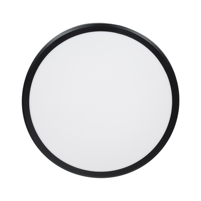 GloboStar® TUFFIN 60996 Πλαφονιέρα Οροφής LED 24W 2760lm 120° AC 220-240V Αδιάβροχη IP54 Φ30 x Υ6.5cm Ψυχρό Λευκό 6000K - Μαύρο - Bridgelux Chips - 3 Years Warranty