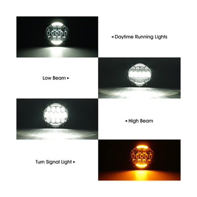 GloboStar® 85415 Σετ 2 x Φανάρια JEEP WRANGLER 6.9' Ιντσών Βασικού Φωτισμού H/L με DRL & Φλας LED CREE CXB COB 70W 7000lm DC 9-60V Αδιάβροχα IP67 Πορτοκαλί & Ψυχρό Λευκό 6000K