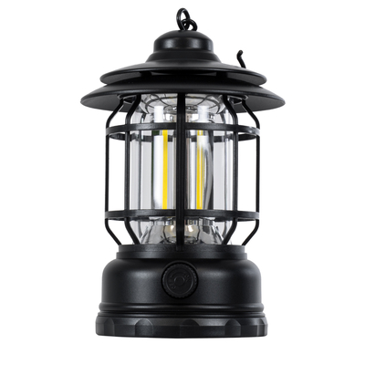 GloboStar® 85692 Αυτόνομο Επαναφορτιζόμενο Φανάρι Camping LED 5W USB 2.0 με Επαναφορτιζόμενη Μπαταρία 1 x 18650 2000mAh Li-ion - IP20 - Dimmable - Μαύρο με Διάφανο Γυαλί - Θερμό Λευκό 3000K Φ12 x Υ17cm