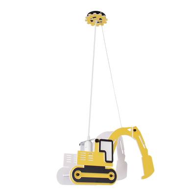 GloboStar® EXCAVATOR 61579 Παιδικό Κρεμαστό Φωτιστικό Φιγούρα Μονόφωτο 1 x E27 IP20 Κίτρινο & Μαύρο Πλαστικό - Μ45 x Π15.5 x Υ27cm