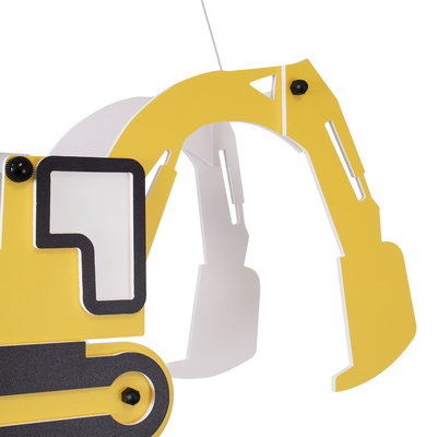 GloboStar® EXCAVATOR 61579 Παιδικό Κρεμαστό Φωτιστικό Φιγούρα Μονόφωτο 1 x E27 IP20 Κίτρινο & Μαύρο Πλαστικό - Μ45 x Π15.5 x Υ27cm