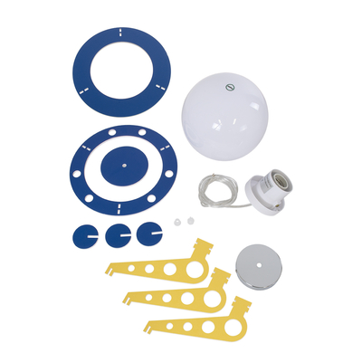 GloboStar® UFO 61581 Παιδικό Κρεμαστό Φωτιστικό Φιγούρα Μονόφωτο 1 x E27 IP20 Κίτρινο, Μπλε & Λευκό Πλαστικό - Μ58 x Π58 x Υ24cm