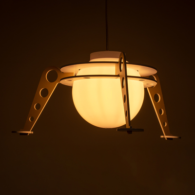 GloboStar® UFO 61581 Παιδικό Κρεμαστό Φωτιστικό Φιγούρα Μονόφωτο 1 x E27 IP20 Κίτρινο, Μπλε & Λευκό Πλαστικό - Μ58 x Π58 x Υ24cm