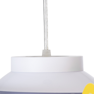 GloboStar® UFO 61581 Παιδικό Κρεμαστό Φωτιστικό Φιγούρα Μονόφωτο 1 x E27 IP20 Κίτρινο, Μπλε & Λευκό Πλαστικό - Μ58 x Π58 x Υ24cm