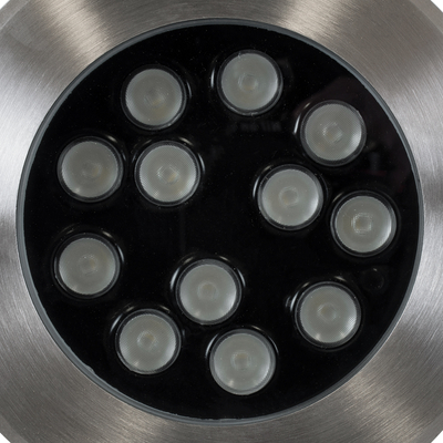 GloboStar® UNDERWATER-JULIA 90570 Υποβρύχιο Χωνευτό Φωτιστικό Σποτ Ειδικό για Σιντριβάνια LED 12W 1020lm 15° DC 24V Αδιάβροχο IP68 Φ18 x Υ11.2cm RGBW DMX512 - Ανοξείδωτο Ατσάλι - 3 Years Warranty