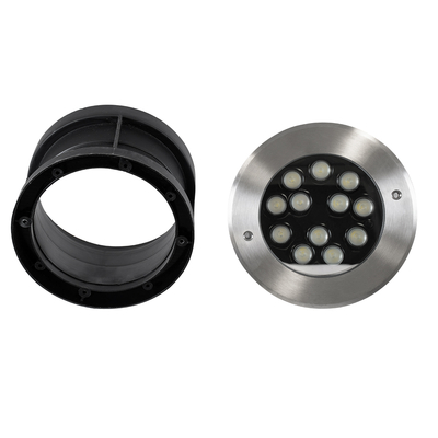 GloboStar® UNDERWATER-JULIA 90570 Υποβρύχιο Χωνευτό Φωτιστικό Σποτ Ειδικό για Σιντριβάνια LED 12W 1020lm 15° DC 24V Αδιάβροχο IP68 Φ18 x Υ11.2cm RGBW DMX512 - Ανοξείδωτο Ατσάλι - 3 Years Warranty