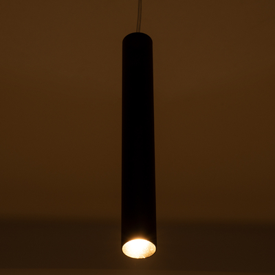 GloboStar® CANAL 60374 Κρεμαστό Φωτιστικό Σποτ Οροφής LED Downlight 7W 700lm 36° AC 220-240V IP20 Φ4 x Υ30cm Θερμό Λευκό 2700K - Μαύρο - Bridgelux COB - 5 Years Warranty