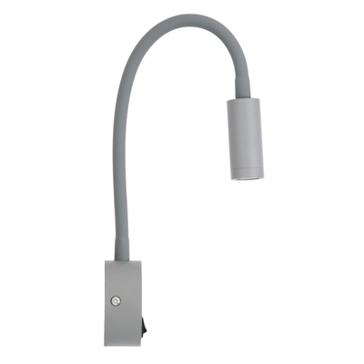 GloboStar® GOOSE 60877 Μοντέρνο Φωτιστικό Τοίχου - Απλίκα Ξενοδοχείου Bed Side LED 3W 300lm 36° AC 220-240V - Reading Light - Μ6.5 x Π15 x Υ24.5cm - Φυσικό Λευκό 4500K - Γκρι Ανθρακί - 3 Xρόνια Εγγύηση
