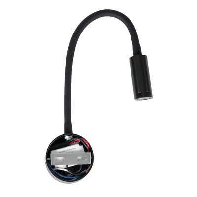 GloboStar® GOOSE 60878 Μοντέρνο Φωτιστικό Τοίχου - Απλίκα Ξενοδοχείου Bed Side LED 3W 300lm 36° AC 220-240V - Reading Light - Μ6.5 x Π15 x Υ24.5cm - Φυσικό Λευκό 4500K - Μαύρο - 3 Xρόνια Εγγύηση