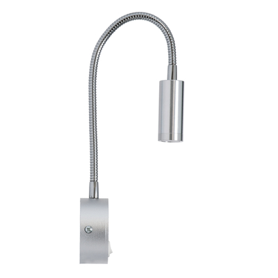 GloboStar® GOOSE 60879 Μοντέρνο Φωτιστικό Τοίχου - Απλίκα Ξενοδοχείου Bed Side LED 3W 300lm 36° AC 220-240V - Reading Light - Μ6.5 x Π15 x Υ24.5cm - Φυσικό Λευκό 4500K - Ασημί Νίκελ - 3 Xρόνια Εγγύηση