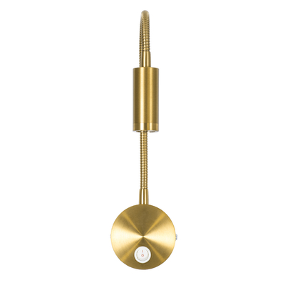 GloboStar® GOOSE 60880 Μοντέρνο Φωτιστικό Τοίχου - Απλίκα Ξενοδοχείου Bed Side LED 3W 300lm 36° AC 220-240V - Reading Light - Μ6.5 x Π15 x Υ24.5cm - Φυσικό Λευκό 4500K - Χρυσό Βούρτσας - 3 Xρόνια Εγγύηση