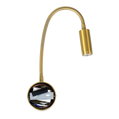 GloboStar® GOOSE 60880 Μοντέρνο Φωτιστικό Τοίχου - Απλίκα Ξενοδοχείου Bed Side LED 3W 300lm 36° AC 220-240V - Reading Light - Μ6.5 x Π15 x Υ24.5cm - Φυσικό Λευκό 4500K - Χρυσό Βούρτσας - 3 Xρόνια Εγγύηση