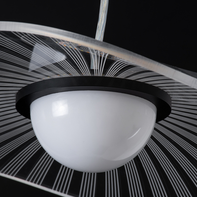 GloboStar® ACRYLICA 60974 Κρεμαστό Φωτιστικό Οροφής Design LED CCT 20W 2240lm 360° AC 220-240V - Εναλλαγή Φωτισμού μέσω Διακόπτη On/Off All In One Ψυχρό 6000k+Φυσικό 4500k+Θερμό 2700k Φ40cm - Μαύρο με Διάφανο Laser Designed Plexiglass - 3 Years Warranty