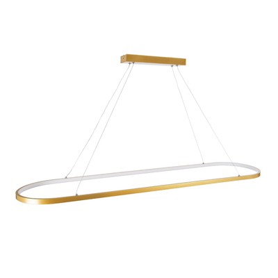 GloboStar® BOLIVAR 61274 Κρεμαστό Φωτιστικό Οροφής Design LED CCT 54W 6210lm 300° AC 220-240V - Εναλλαγή Φωτισμού μέσω Τηλεχειριστηρίου All In One Ψυχρό 6000k+Φυσικό 4500k+Θερμό 2700k Dimmable Μ120 x Π30 x Υ2cm - Χρυσό Βούρτσας - 3 Years Warranty