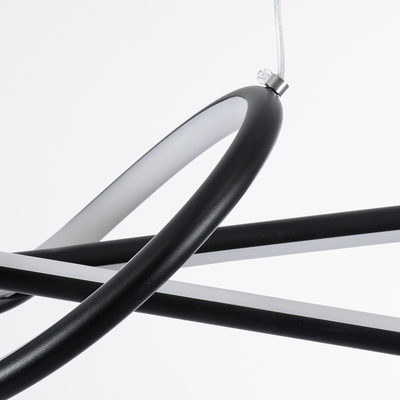 GloboStar® DOLORES 61279 Κρεμαστό Φωτιστικό Οροφής Design LED CCT 105W 11760lm 300° AC 220-240V - Εναλλαγή Φωτισμού μέσω Τηλεχειριστηρίου All In One Ψυχρό 6000k+Φυσικό 4500k+Θερμό 2700k Dimmable Μ110 x Π17 x Υ17.5cm - Μαύρο - 3 Years Warranty